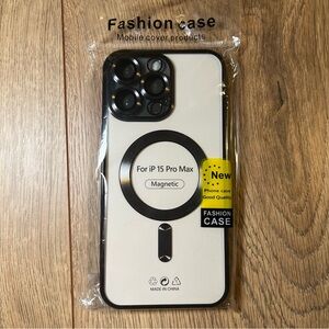 Magnetic Phone Case for iPhone 15 Pro Max - Black and Clear